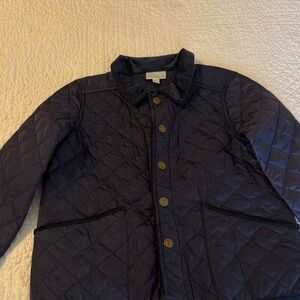Little English Navy Quilted Jacket with Corduroy Collar NWOT